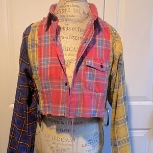 Grunge cropped distressed flannel